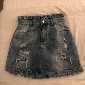 High waisted jean skirt